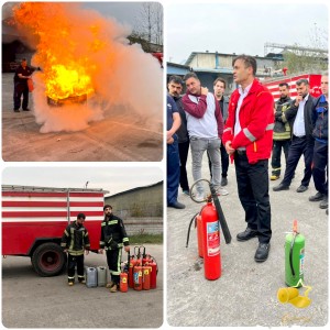 حضور تیم مانور آتش‌نشانی در کارخانه کاغذ ستاره گیلان